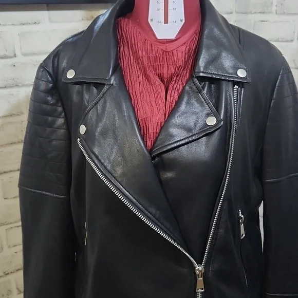 7 for all mankind Faux Leather Jacket SZ L - Picture 6 of 11